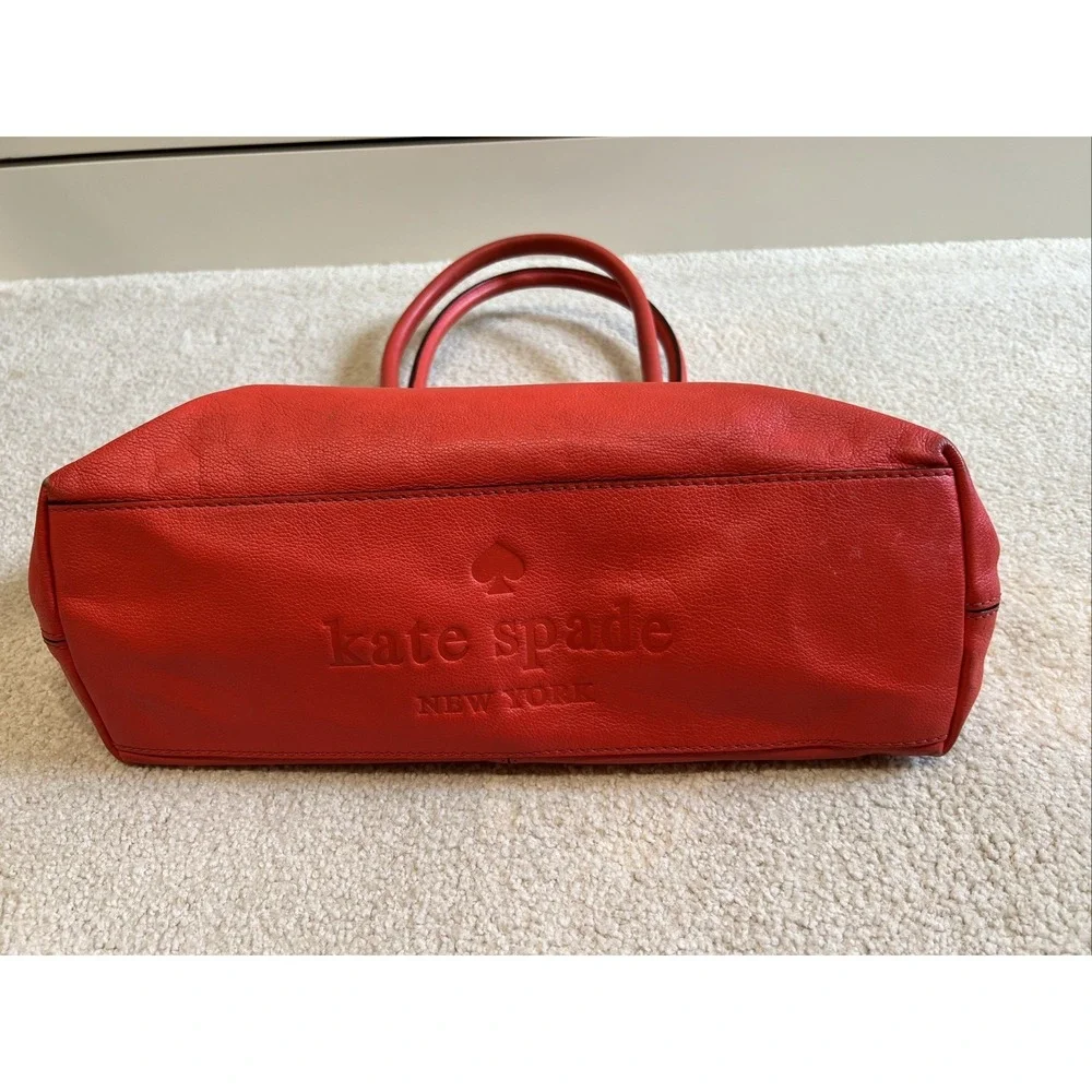 Kate Spade Elena‎ Villabella Orange Red Shoulder Bag Leather Handbag Bow Satchel